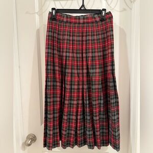 Elegant Red and Black Plaid A-Line Skirt